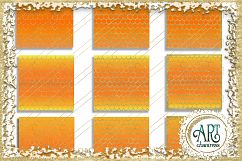 18 Digital Papers - Orange Tangerine with Gold Glitter - Mermaid Scale Tail Digital Paper, Mermaids Scales  : JPEG files 12X12  Product Image 2