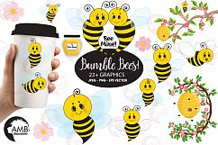 Bumble bee cliparts, graphics, illustrations AMB-921 Product Image 1