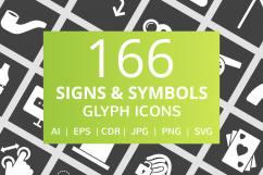 166 Signs &amp; Symbols Glyph Inverted Icons Product Image 1
