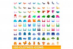 100 clothes icons set, cartoon style Product Image 1