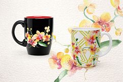 Yellow orchid bouquet PNG watercolor design set Product Image 4