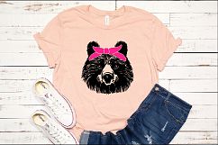 Bear Head whit Pink Bandana SVG football 1015S Product Image 1