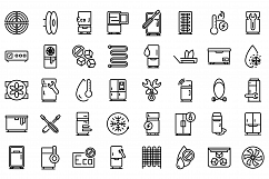 Refrigerator repair icons set, outline style Product Image 1