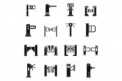 Turnstile barrier icons set, simple style Product Image 1