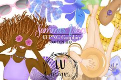 Summer Clipart Set, Beach Girl Graphics, Tropical Illustrations Product Image 1