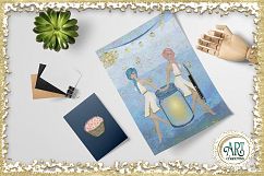Camping Party Clip art design , Glamping at summer nights clipart : PNG files Product Image 22