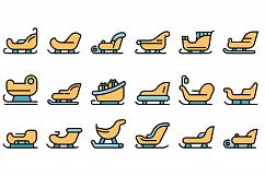 Sleigh icons set vector flat Product Image 1