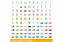 100 shop icons set, cartoon style Product Image 1