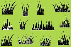 Black silhouette grass clipart, Textured grass border set Product Image 2