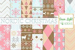 Nordic Christmas Digital Papers, Holidays Backgrounds, Scandinavian Papers Product Image 1