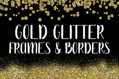 Gold Glitter Frames and Borders PNG Clipart Bundle Product Image 1