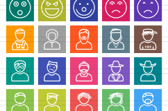 110 Avatars &amp; Emoticons Line Multicolor B/G Icons Product Image 2