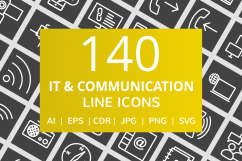 140 IT &amp; Communication Line Inverted Icons Product Image 1