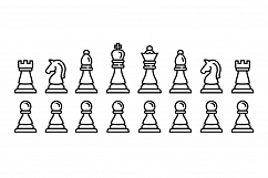 Chess icons set, outline style Product Image 1