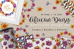 African daisy PNG watercolor design set Product Image 1