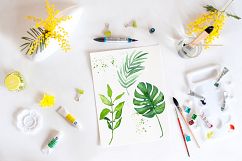 Tropical leaves branches Watercolor Product Image 6