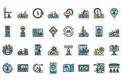 Rent a bike icons set vector flat Product Image 1