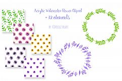 Watercolor Flowers Wedding Aquarelle Boho Floral Clipart Product Image 5