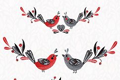 Lovebirds folk art bird illustrated collection Product Image 9