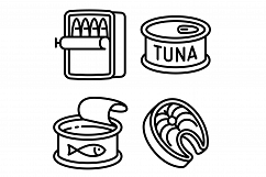 Tuna icons set, outline style Product Image 1