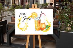 Natural Orange juice. Watercolor Product Image 6