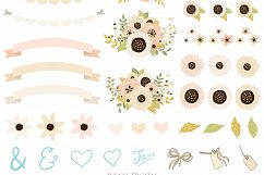 Ivory and Gold Mason Jar Floral Wedding Clipart Product Image 4