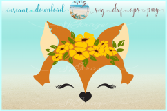Fox Face With Flowers Svg Dxf Eps Png Svg Files Product Image 1
