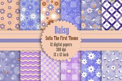 12 Daisy Flower Digital Paper in Sofia The First Theme Color Product Image 1