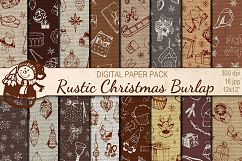 Rustic Christmas Burlap digital paper pack Product Image 1