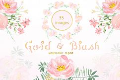 Gold &amp; blush watercolor flowers Product Image 3