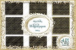 18 Digital Papers - Black and Gold Glitter - Mermaid Scale Tail Digital Paper, Texture of Mermaids Scales  : JPEG files 12X12 INCH each Product Image 1