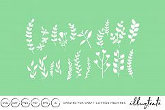 Fern and wild flowers SVG Cut File - DXF Craft Cutting Files Product Image 1