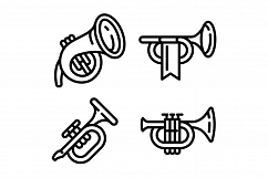 Trumpet icons set, outline style Product Image 1