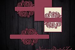 Peonies Laser cut wedding invitation Set, 5x7, Cricut Template, Gate Fold, Tri fold pocket Envelope, Bellyband, SVG, DXF, Cricut, Silhouette Cameo Product Image 2