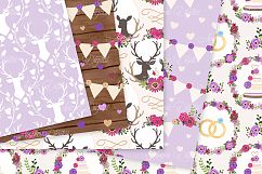 Purple Wedding Digital Paper - Purple Rustic Wedding Deer Seamless Patterns Product Image 3