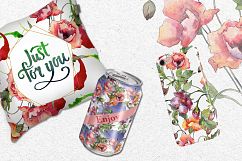Bouquet of red poppies PNG watercolor set Product Image 2