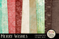 Christmas Backgrounds - Merry Wishes Digital Papers Textures Product Image 1