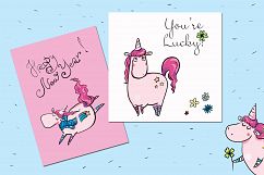 Merry Christmas Unicorn - clip-art Product Image 4