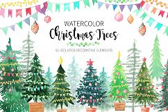 Watercolor Christmas Trees Product Image 1