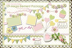Nursery Baby Pastel Collections-129 Elements/Clipart Designer Scrapbook Product Image 1