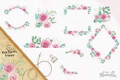 Rose Garden Watercolor Flower Pink Clipart Floral Frames Patterns Package Product Image 5