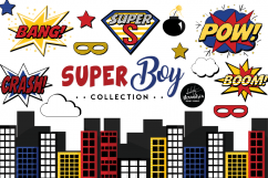 Super Boy Clipart Graphics &amp; Digital Paper Patterns Bundle Product Image 1