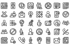 Blacklist icons set, outline style Product Image 1