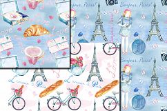 Watercolor Bonjour Paris seamless digital paper pack Product Image 2