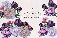 Romantic Peonies Hand Painted Clip Art Set Product Image 2