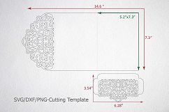 Tri Fold Wedding Invitation Pocket Envelope SVG DXF Template Product Image 3