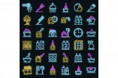 Hair dye icons set vector neon Product Image 1