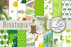 Dino Digital Scrapbooking Paper, Dinosaurus, green, jungle paper, Dinotopia paper, Craft paper, Planner sticker paper, Nature, Birthday Product Image 1