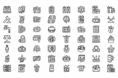 Anti-money laundry icons set, outline style Product Image 1