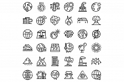 Global warming icons set, outline style Product Image 1